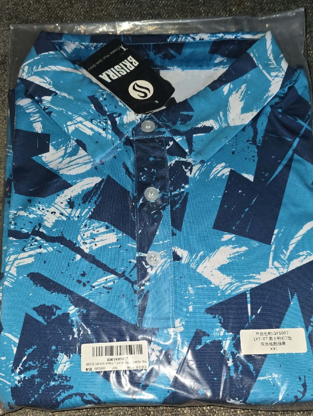 Brisra Blue Graphic Golf Shirt - Men's